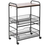 HOMCOM - Chariot de cuisine - Panneaux de particules 1 - 60x38x85.5cm - Noyer, Noir