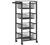 HOMCOM Desserte cuisine 4 niveaux chariot de service sur roulettes plan de travail cadre en acier 49,5 x 31 x 91 cm gris clair