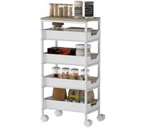 HOMCOM Desserte Cuisine 5 Niveaux, Chariot de Service, Chariot de Rangement à roulettes avec 4 tiroirs coulissants, étagère de Rangement, pour Salon, Cuisine, Salle à Manger, Salle de Bain, Blanc