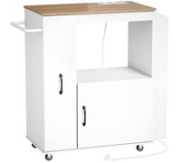 HOMCOM Desserte de Cuisine avec Prise Électrique, Meuble sur Roulettes, Blanc