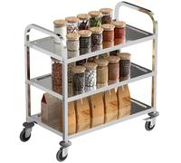 HOMCOM Desserte chariot de service 3 étagères à roulettes Acier inox 85×45×90 cm Chromé