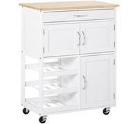 HomCom Desserte de cuisine multi-rangements 2 placards tiroir casier 9 bouteilles MDF blanc/bois