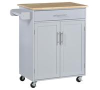 HOMCOM Desserte de Cuisine sur roulettes 83l x 45P x 91,5H cm Gris | Chariot de Service, Îlot de Cuisine, Tiroir de Placard, Porte-Torchons