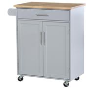 HOMCOM Desserte de cuisine sur roulettes chariot de service Ilot de cuisine avec tiroir de placard et porte-torchons - gris