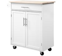 HOMCOM Desserte de cuisine sur roulettes chariot de service Ilot de cuisine avec tiroir de placard et porte-torchons - blanc