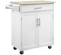 Desserte de cuisine sur roulettes HOMCOM chariot de service Ilot de cuisine avec tiroir de placard et porte-torchons - blanc
