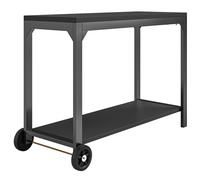 HOMCOM Desserte de jardin en acier chariot de service à roulettes avec plan de travail 135 x 55 x 86,5 cm noir