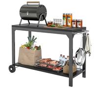 HOMCOM Desserte de Jardin en Acier pour Plancha 135L x 55l x 86,5H cm Noir
