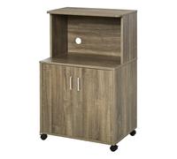 HOMCOM Desserte micro-onde à roulettes armoire de cuisine multi-rangements avec grand plateau et placard double porte étagère ajustable gris