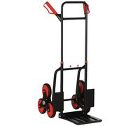 Homcom Diable chariot pour escalier 6 roues diable repliable extensible 150 Kg - chariot pliable acier noir rouge