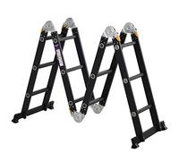 HOMCOM Echelle Aluminium Pliable Multifonction 5 Positions 3,7 m 12 échelons Certification NF EN131 Charge Max. 150 Kg Noir