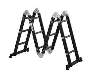 HOMCOM Echelle Aluminium Pliable Multifonction 5 Positions 3,7 m 12 échelons Certification NF EN131 Charge Max. 150 Kg Noir