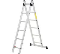 HOMCOM Échelle multifonctions en aluminium 2,5 m, échelle pliable portable avec cadre triangulaire et pied antidérapant, escabeau supportant jusqu'à 150 kg, argent