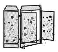 HOMCOM Écran de cheminée Pliable avec 2 Portes 125x80cm Noir Métal | Acier, fermeture magnétique