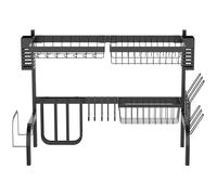 HOMCOM Égouttoir à vaisselle au-dessus de l'évier, séchoir à vaisselle 2 niveaux, modulables en acier 81,5 x 31,5 x 53,5cm noir