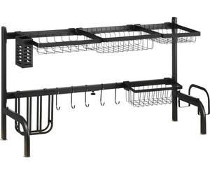 HOMCOM Égouttoir à vaisselle Grille à deux niveaux 51-93 cm