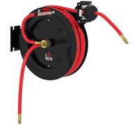 HOMCOM Enrouleur de tuyau d'air automatique 15m+1m | Raccord 1/4", 9,5x15,8mm, max 20 bar, frein de tuyau, enrouleur avec fixation murale.