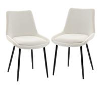 HOMCOM Ensemble 2 chaises de repas en velours pour cuisine, Blanc crème