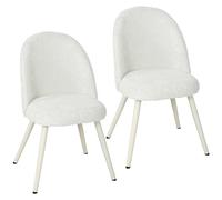 HOMCOM Ensemble 2 chaises de salle à manger en velours, assise rembourrée, Bianco
