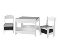 HOMCOM Ensemble 3 pièces table et 2 chaises pour enfant avec plateau réversible tableau noir, panier de rangement, étagères