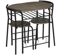 HOMCOM Ensemble bistrot 3 pièces, 1 table, 2 chaises, 80 cm x 53 cm x 74,5 cm, Noir
