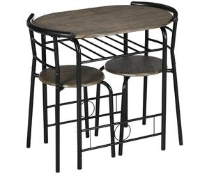 HOMCOM Ensemble bistrot 3 pièces, 1 table, 2 chaises, 80 cm x 53 cm x 74,5 cm, Noir