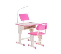 HOMCOM Ensemble Bureau Enfant réglable en Hauteur, Table d'étude, Rose | Tiroir, porte-livre, fente à stylos
