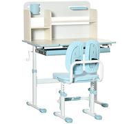 HOMCOM Ensemble Bureau et Chaise pour Enfants Hauteur Réglable Bleu