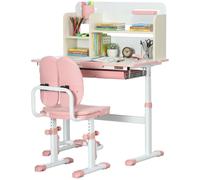 HOMCOM Ensemble bureau et chaise pour enfants hauteur réglable et plateau inclinable 0-60° table 80 x 52 x 88-109 cm rose
