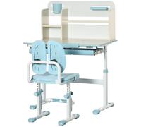 HOMCOM Ensemble bureau et chaise pour enfants hauteur réglable et plateau inclinable 0-60° table 80 x 52 x 88-109 cm bleu