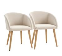 HOMCOM Ensemble de 2 chaises de salle à manger chaise scandinave tissu aspect lin 100 % polyester Dim. 55L x 58P x 74H cm beige Aosom France