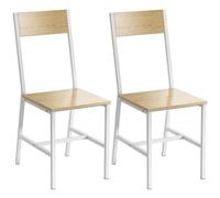 HOMCOM Ensemble de 2 chaises de salle à manger chaises de cuisine avec dossier incliné structure métallique naturel