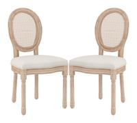 HOMCOM Ensemble de 2 chaises de salle à manger, chaises de cuisine, design vintage, aspect cannage viennois, nature + crème