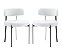HOMCOM Ensemble de 2 chaises de salle à manger, Rembourrage en polaire, Chaises avec siège rembourré, Pieds en métal, Crème