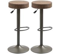 HOMCOM Ensemble de 2 Tabourets de Bar Pivotants avec Repose-Pieds et Hauteur Réglable, 35x36x64-85cm, Marron