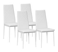 HOMCOM Ensemble de 4 chaises, Chaises de salle à manger, Chaises de cuisine, 41 cm x 50 cm x 97 cm, Blanc