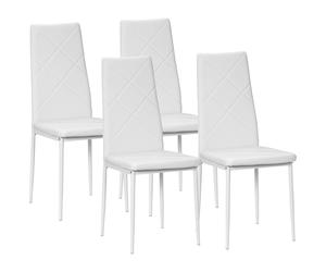HOMCOM Ensemble de 4 chaises, Chaises de salle à manger, Chaises de cuisine, 41 cm x 50 cm x 97 cm, Blanc