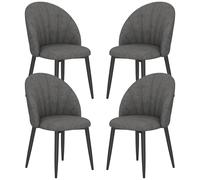 HOMCOM Ensemble de 4 chaises de salle à manger, chaises de cuisine en aspect velours, pieds en acier, sans accoudoirs, Gris