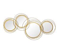 HOMCOM Miroirs muraux ronds - Ensemble de 4 - métal doré - 107 x 56 cm