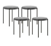 HOMCOM Ensemble de 4 tabourets de cuisine, empilables, style velours, jusqu'à 100 kg, cadre en acier, 41,5 x 41,5 x 46 cm, Gris foncé