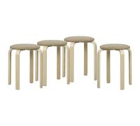 HOMCOM Ensemble de 4 Tabourets Empilables Modernes, Tabourets Ronds sans Dossier avec Assise Rembourrée, 40 x 40 x 45 cm, Kaki
