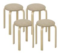 HOMCOM Ensemble de 4 Tabourets Empilables Modernes, Tabourets Ronds sans Dossier avec Assise Rembourrée, pour Maison, Bureau, Salle à Manger, Cuisine, 40 x 40 x 45 cm, Kaki