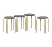 HOMCOM Ensemble de 4 tabourets empilables ronds sans dossier avec assise rembourrée, 40 x 40 x 45 cm, gris