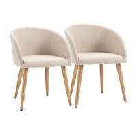 HOMCOM Ensemble de 2 chaises de salle à manger chaise scandinave tissu aspect lin 100 % polyester Dim. 55L x 58P x 74H cm beige Aosom France