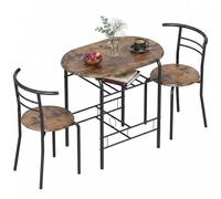 HOMCOM Ensemble de salle à manger 3 pièces avec table à manger avec 2 chaises, table de cuisine avec structure en métal, étagère de rangement, aspect bois, groupe de salle à manger pour petites pièces