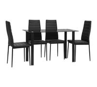 HOMCOM Ensemble de salle à manger 5 pièces, ensemble de sièges de table à manger avec 4 chaises, design moderne, table en verre, Noir
