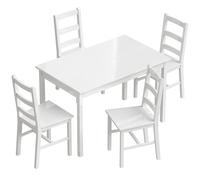 HOMCOM Ensemble de salle à manger 5 pièces pour 4 personnes, table rectangulaire et chaises en bois massif, pour petits espaces, Blanc