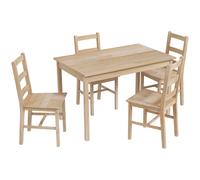 HOMCOM Ensemble de Salle à Manger 5 pièces Table à Manger avec Chaises, Bois Massif, 118 cm x 73 cm x 75 cm, Naturel
