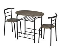 HOMCOM Ensemble de Salle à Manger avec 2 chaises, Ensemble de Salle à Manger pour 2 Personnes, Table de Cuisine Ovale avec Compartiment de Rangement, Ensemble de Table de Cuisine, en métal, Noir