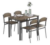 HOMCOM Ensemble de salle à manger de 5 pièces avec 1 table rectangulaire noire et marron